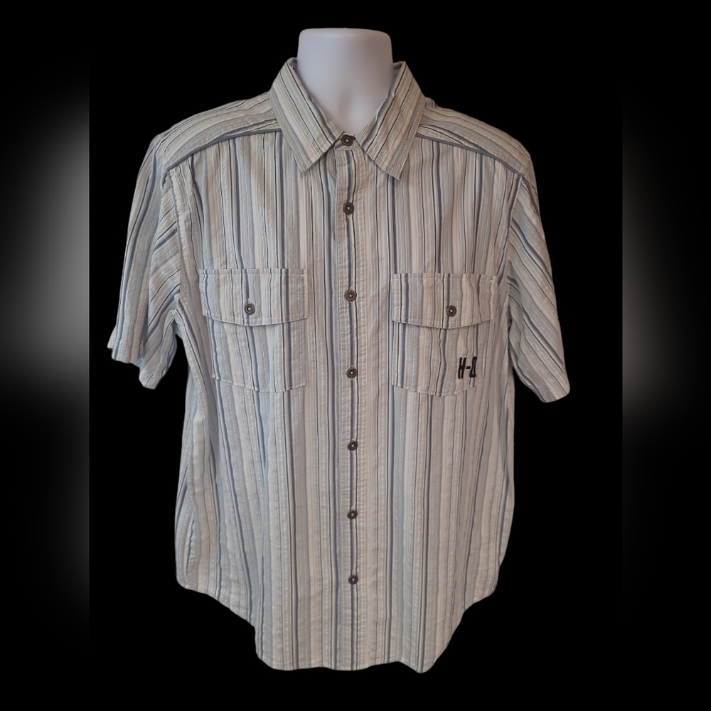 Men's Short Sleeve Harley Davidson Button Down Shirt Size L